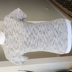 Free People Marled Short Sleeve Cropped Mock Neck Top Tee L